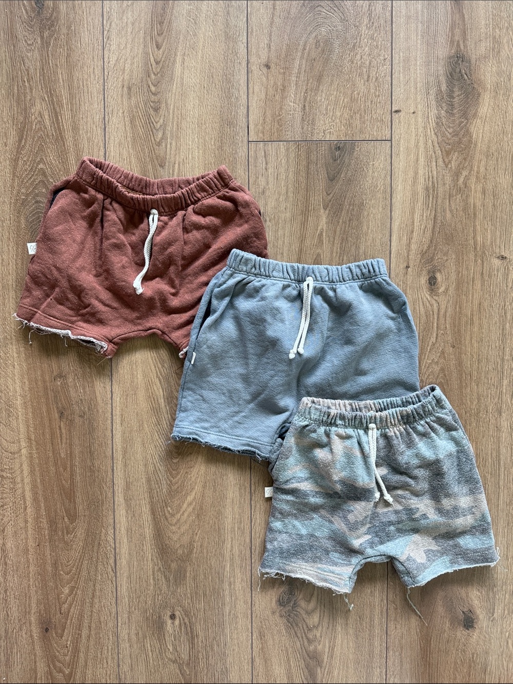 Kids Drawstring Casual Shorts in Rust, Blue & Camo